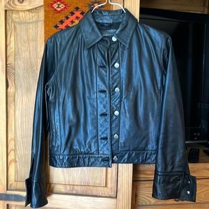 WOMENS BANANA REPUBLIC LEATHER JEAN STYLE JACKET Vintage Early 80's